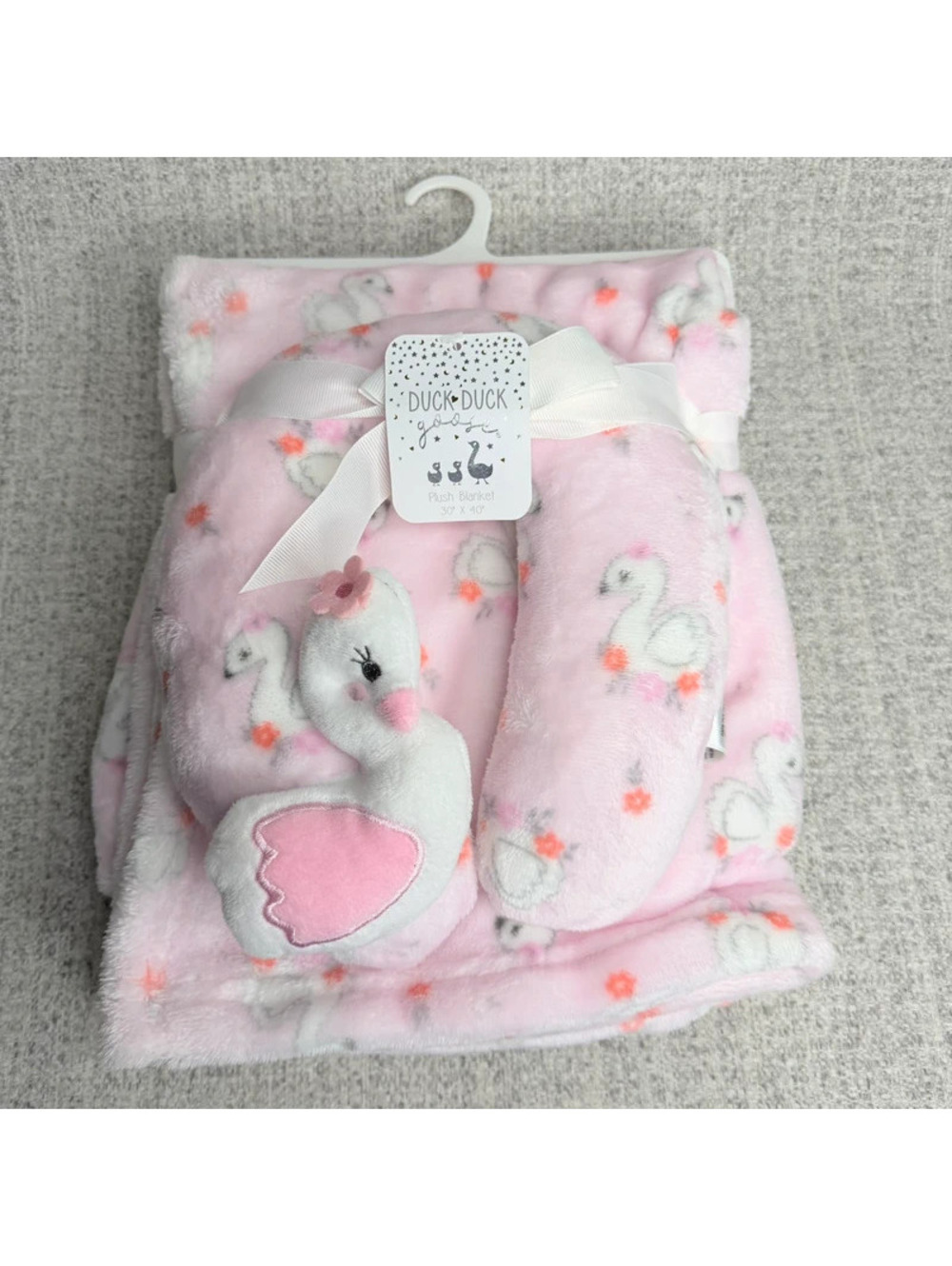 New Duck Duck Goose Baby Plush Blanket Pink Swan Security Lovey 30 x 40